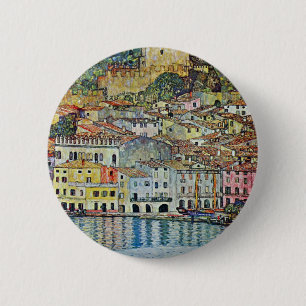 Malcesine på Sjö Garda av Gustav Klimt Knapp