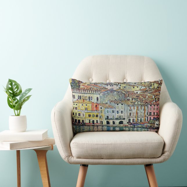 Malcesine på Sjö Garda av Gustav Klimt Lumbarkudde (Stol)