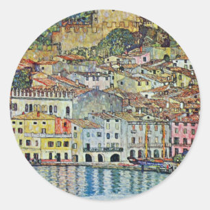 Malcesine på sjön Garda Av Gustav Klimt Runt Klistermärke