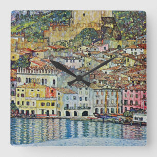 Malcesine vid Gardasjön Av Gustav Klimt Fyrkantig Klocka