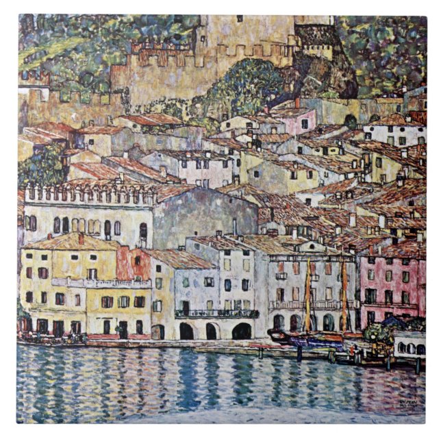 Malcesine vid Sjö Garda, Gustav Klimt Kakelplatta (Framsidan)