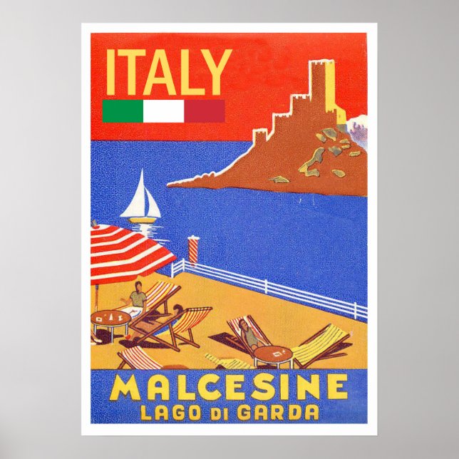 Malcesinslott, Sjö Garda, Italien Poster (Framsidan)