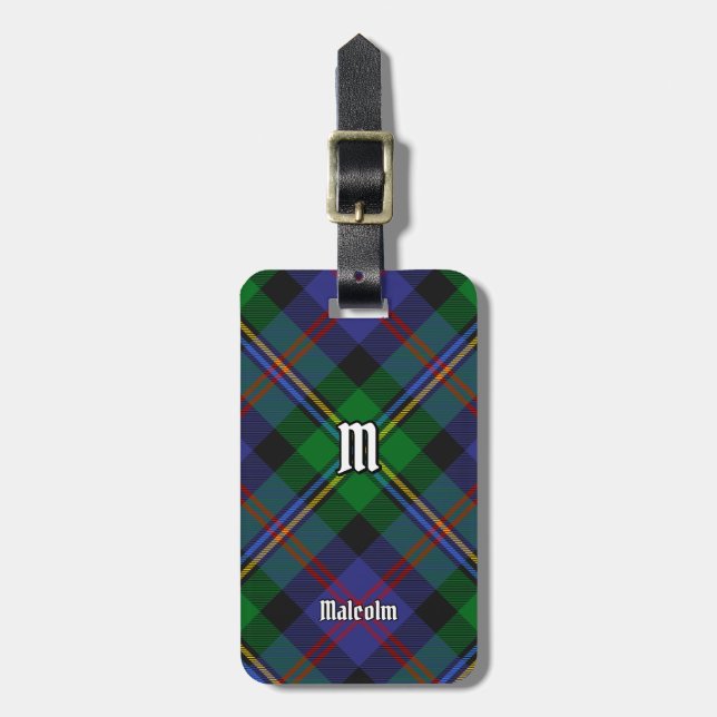 Malcolm Clan Tartan Bagagebricka (Vertikal Framsida)