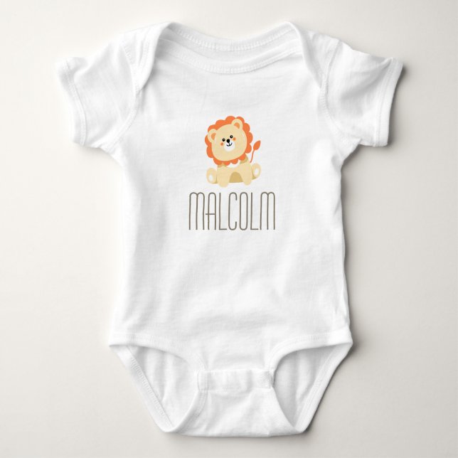 Malcolm Custom Name Pojke Reveal Newborn Lejon T Shirt (Framsida)