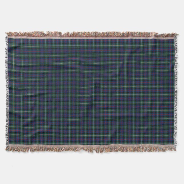 Malcolm Klan Mörk blått och Grönt Scottish Tartan Mysfilt (Framsidan)