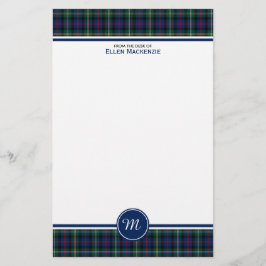 Malcolm Klan Tartan Mörk blått Play Monogram Brevpapper