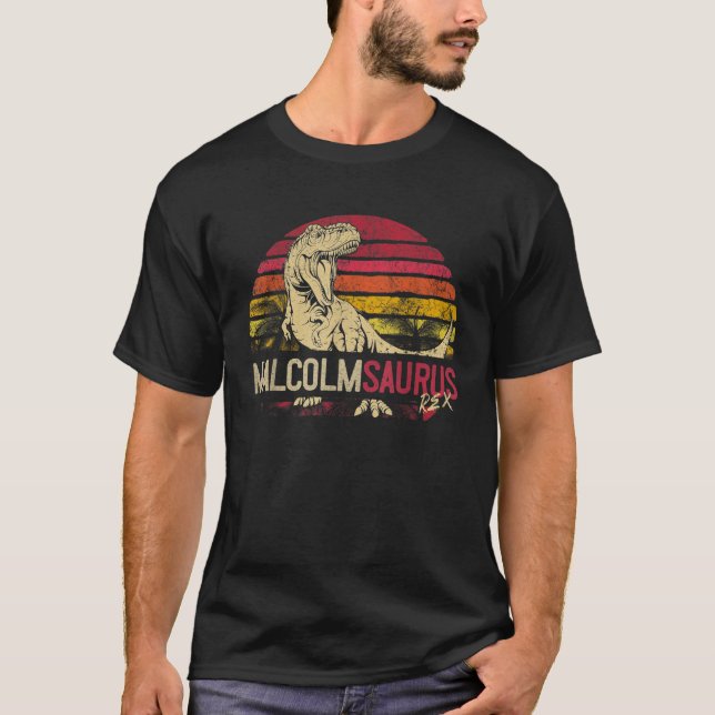 Malcolm Saurus Funny Personlig Dinosaur T Rex N Shirt (Framsida)