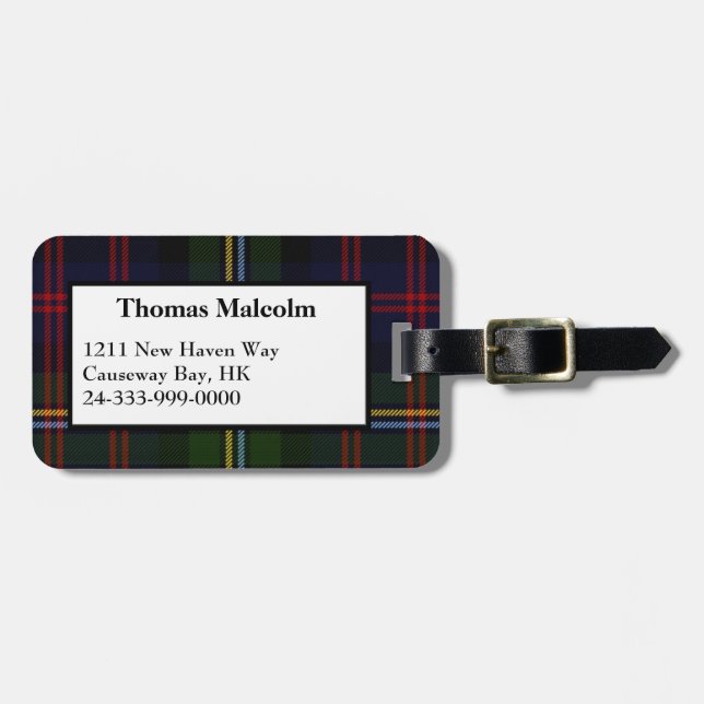 Malcolm Tartan Play Luggage Tag Bagagebricka (Horisontell Framsida)