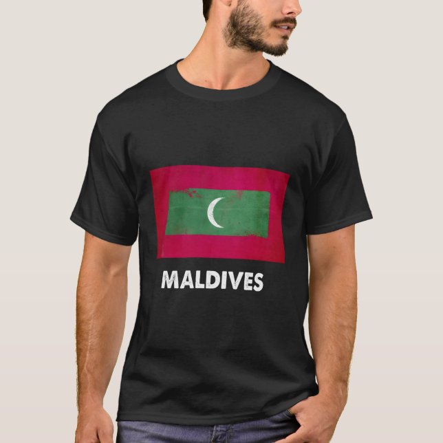 Maldivan Maldives Flagga T Shirt (Framsida)
