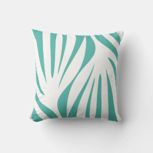 Maldiverna Abstrakt Minimalist Mönster Teal White Kudde
