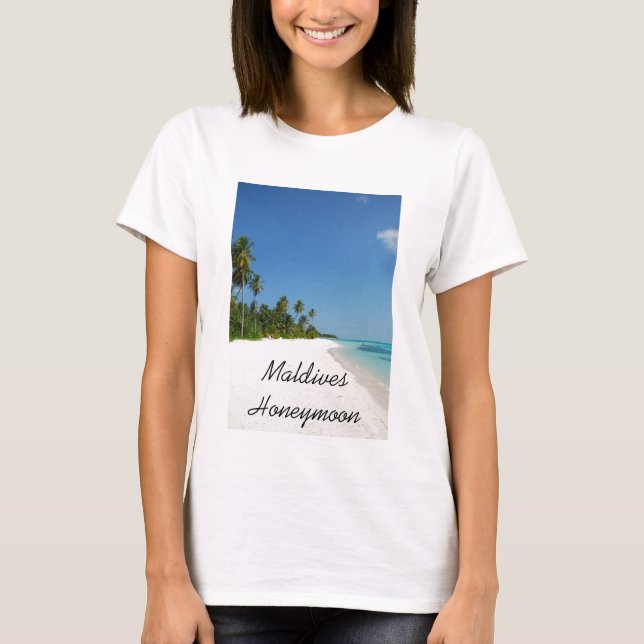 Maldiverna bröllopsresa t-shirt (Framsida)