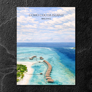 Maldiverna Cocoa Island Akvarell strandälskare Helg Vykort