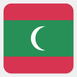 Maldiverna Flagga Fyrkantigt Klistermärke