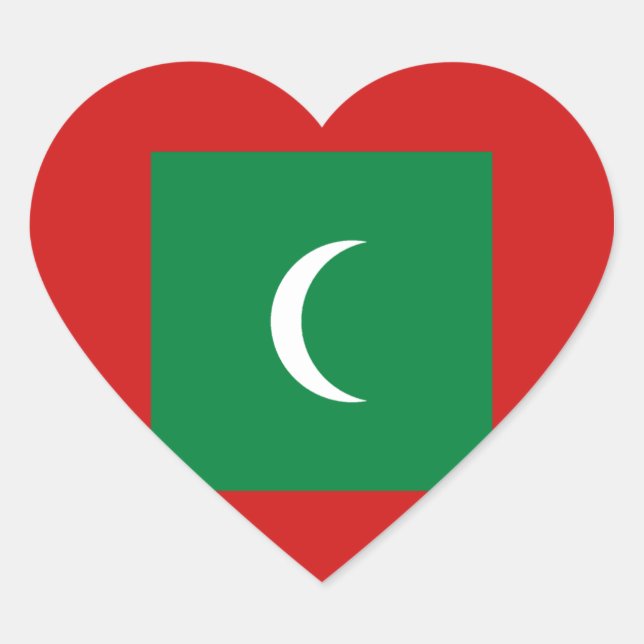 Maldiverna Flagga Hjärta Klistermärke (Framsida)
