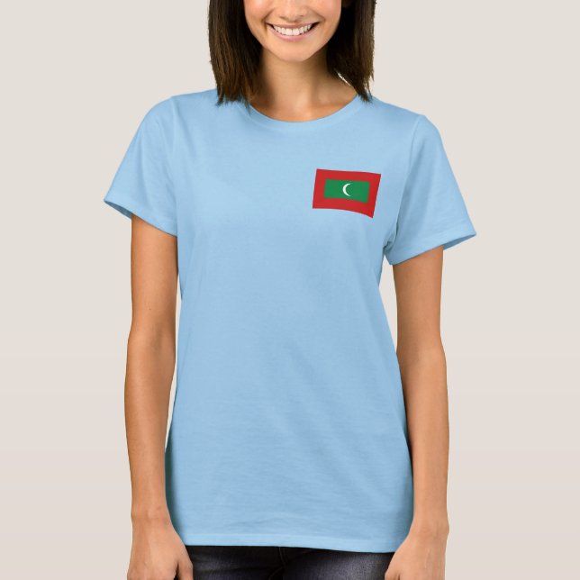 Maldiverna Flagga och Karta dk T-Shirt (Framsida)