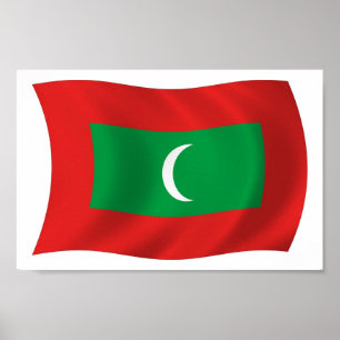 Maldiverna, Flagga Poster Skriv ut