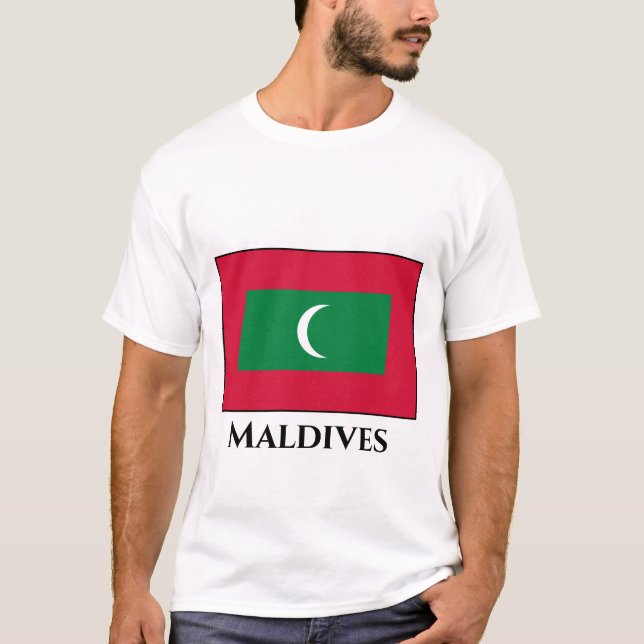 Maldiverna Flagga T Shirt (Framsida)