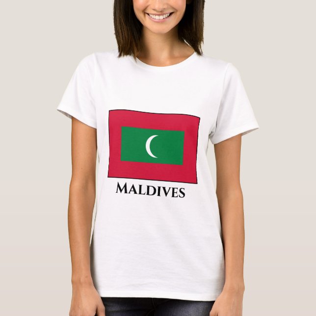 Maldiverna Flagga T Shirt (Framsida)