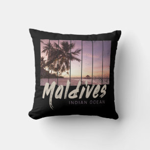 Maldiverna Indian Ocean vintage sunset souvenir Kudde