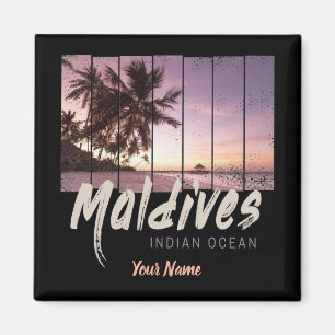 Maldiverna Indian Ocean vintage sunset souvenir Magnet