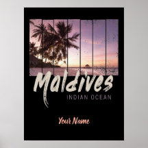 Maldiverna Indian Ocean vintage sunset souvenir