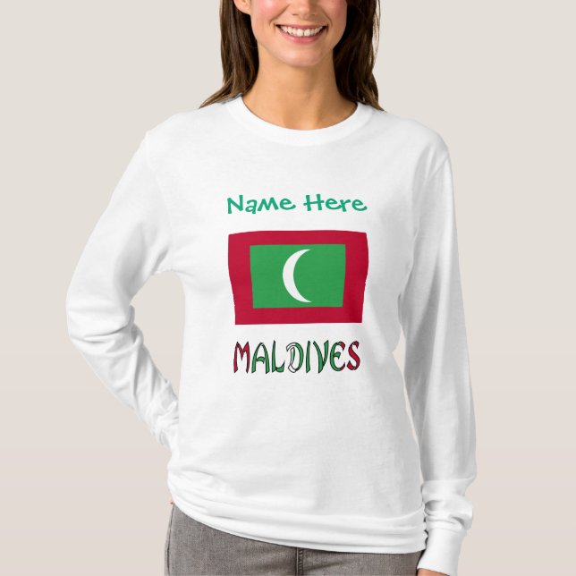 Maldiverna Maldivisk Flagga Grön Personalisering  T Shirt (Framsida)