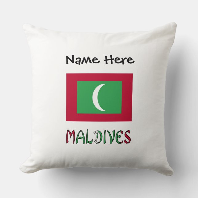 Maldiverna Maldivisk Flagga Svart Personalisering  Kudde (Framsida)