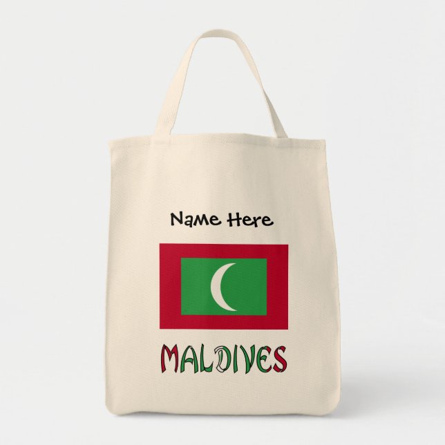 Maldiverna Maldivisk Flagga Svart Personalisering  Tygkasse (Framsidan)