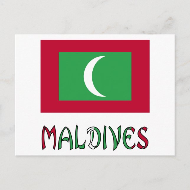 Maldiverna och Maldiviska Flagga Vykort (Framsida)