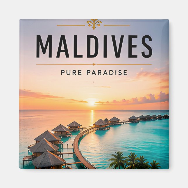 🏝️ Maldiverna Övervattensvilla Paradis Modernt  Magnet (Framsidan)