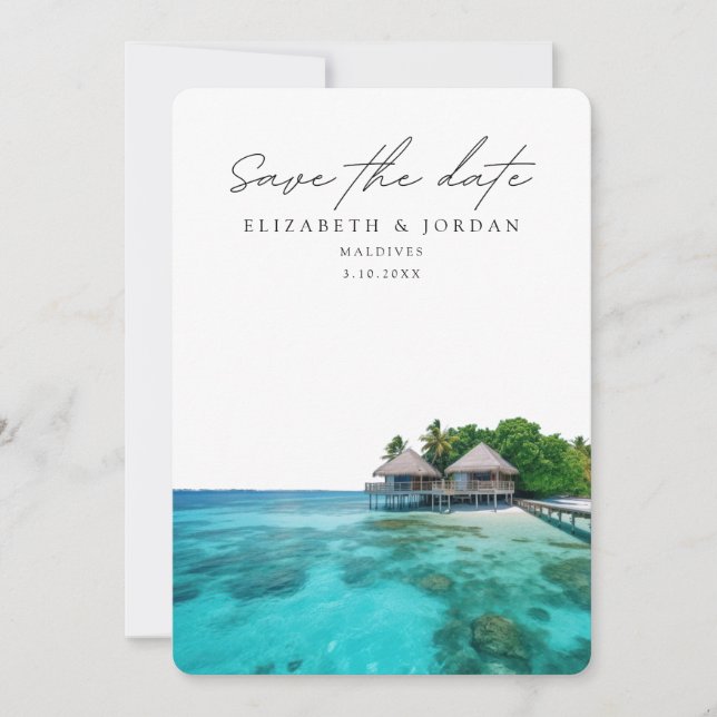 Maldiverna Photo Save Date Bröllop Inbjudningar (Framsida)