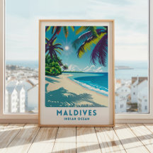 Maldiverna Travel Skriv ut Poster marktkonst i Ind