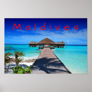 Maldiverna tropisk ösemesterort poster