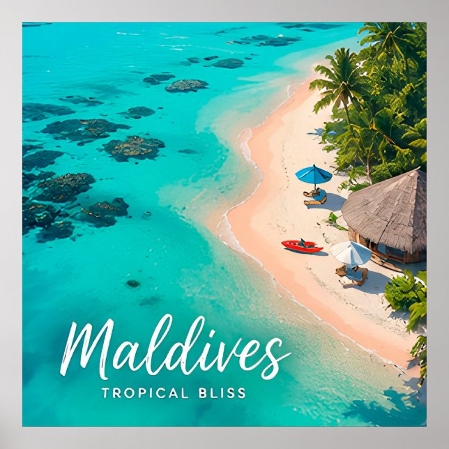 🧲 Maldiverna Tropisk Strand Semester Minne 🌴 Poster (Framsidan)
