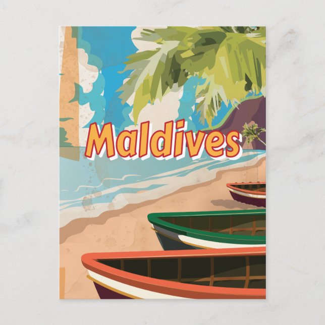 Maldiverna Vintage resemotivbild Vykort (Framsida)
