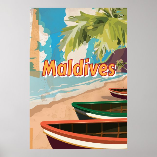 Maldiverna Vintage resor poster (Framsidan)