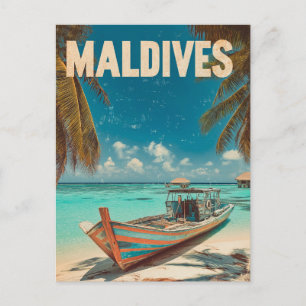 Maldiverna Vintage Tropical Beach - Ocean Travel Vykort