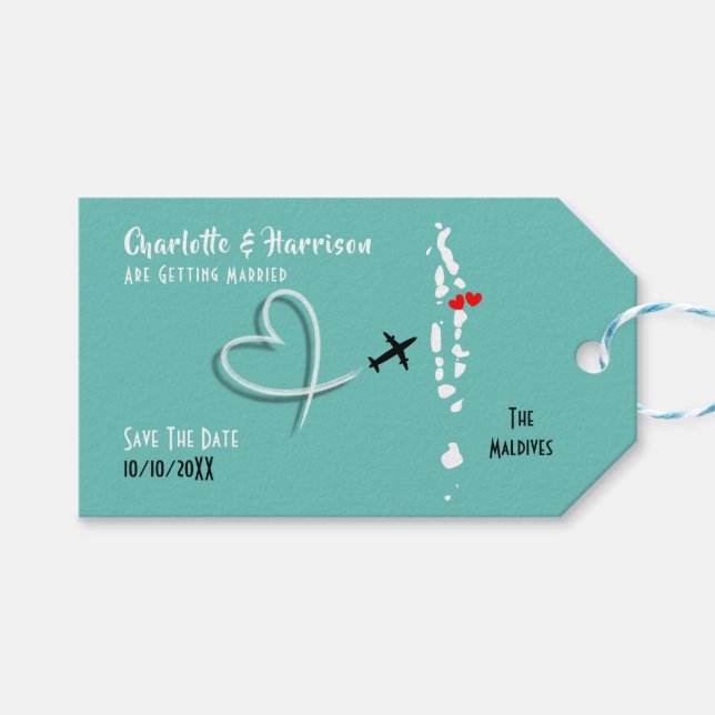 Maldivernas mål för Bröllop Spara datumet Presentetikett (Framsidan (Horisontell))