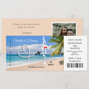 Maldives Biljett Pass Destination Wedding Inbjudningar