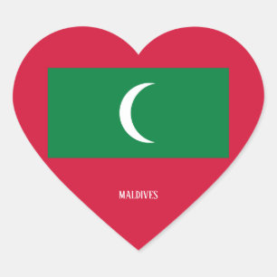 Maldives Flagga Splendid Patriotic Hjärtformat Klistermärke