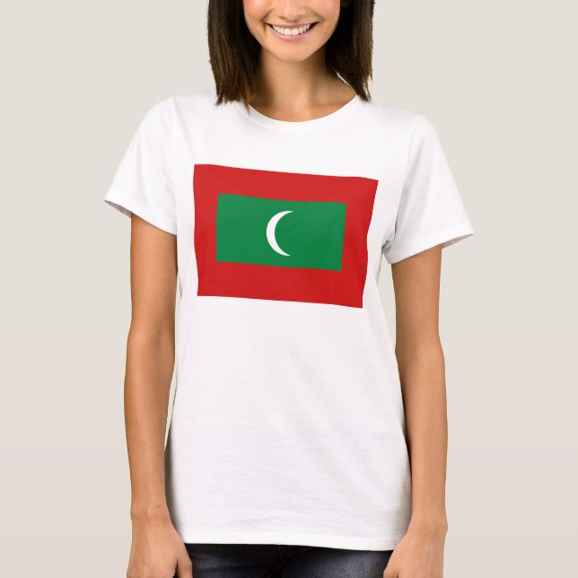 Maldives Flagga x Karta T-Shirt (Framsida)