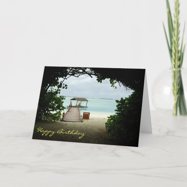 Maldives Island Boat Birthday Card Kort (Framsida)