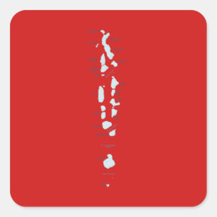 Maldives Karta Sticker Fyrkantigt Klistermärke