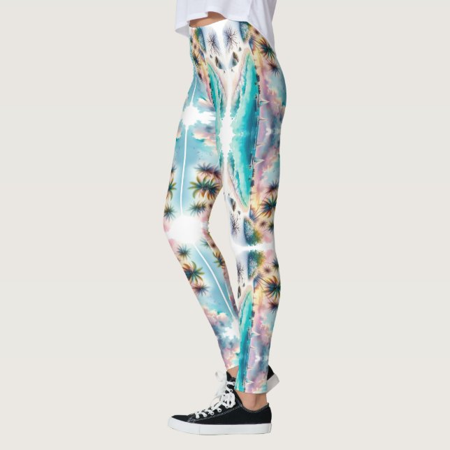 Maldives Luxury Sketch Watercolor | Leggings (Vänster)