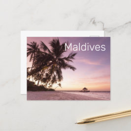Maldives Ocean Indian Beach Sunset Island Souvenir Helg Vykort