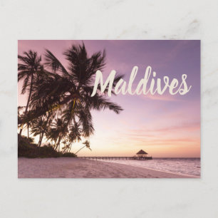 Maldives Ocean Indian Beach Sunset Island Souvenir Helg Vykort