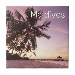 Maldives Ocean Indian Beach Sunset Island Souvenir Kakelplatta