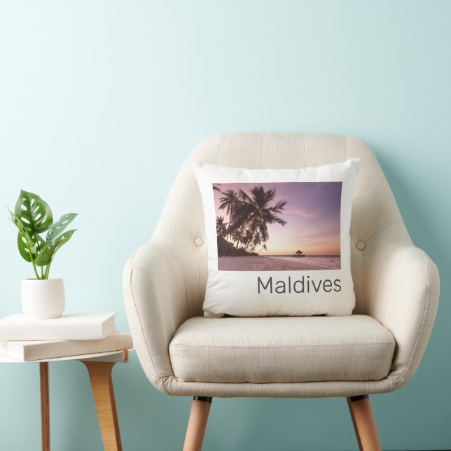 Maldives Ocean Indian Beach Sunset Island Souvenir Kudde (Stol)