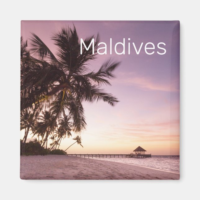 Maldives Ocean Indian Beach Sunset Island Souvenir Magnet (Framsidan)