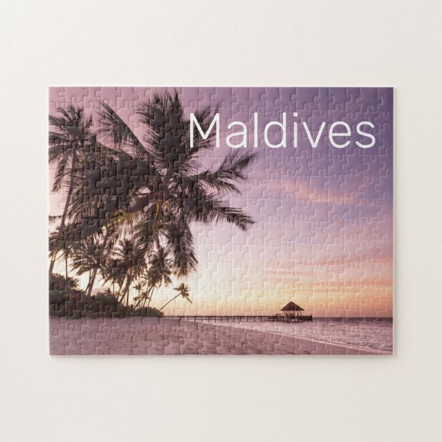 Maldives Ocean Indian Beach Sunset Island Souvenir Pussel (Horisontell)